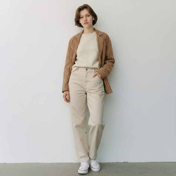 Free People Jackets & Blazers - Free People Pinstripe Blazer Womens Size Medium Brown Good Cotton Oversized B217